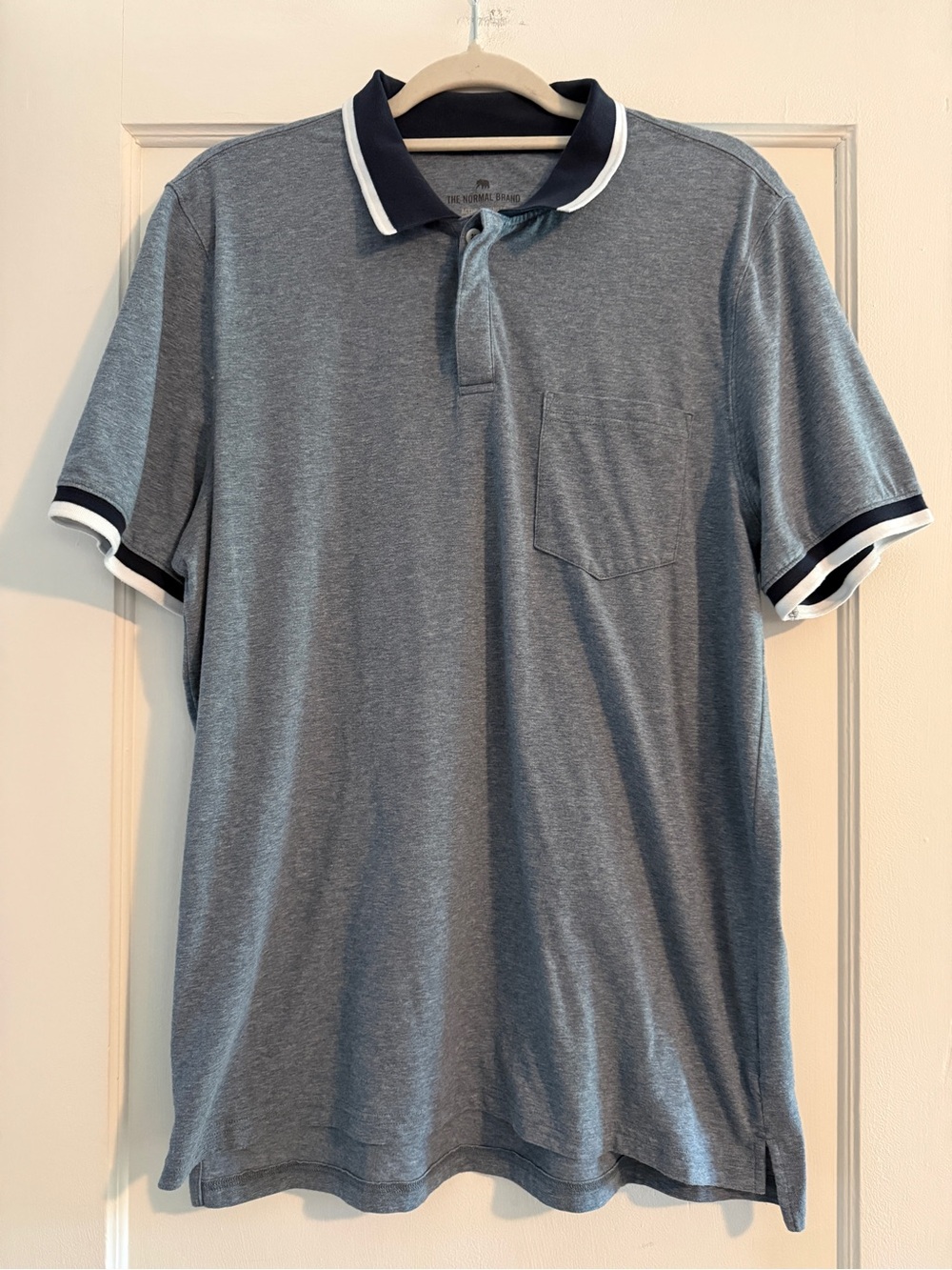 The Normal Brand Active Puremeso Tipped Polo Navy Lake Blue Large